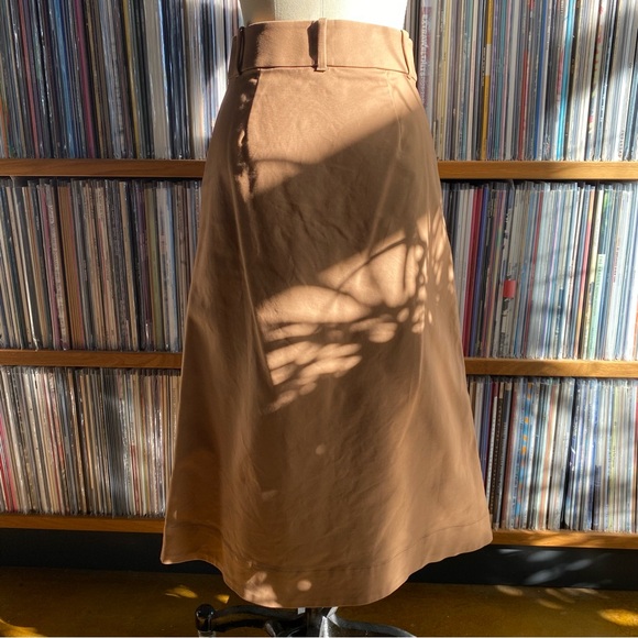 NWOT EVERLANE Honey Brown Button Front A-Line Skirt size 2 - Picture 5 of 10